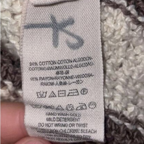 FREE PEOPLE WATERFALL KNIT LONG SLEEVE CARDIGAN CREAM AND BROWN STRIPES - Picture 7 of 7